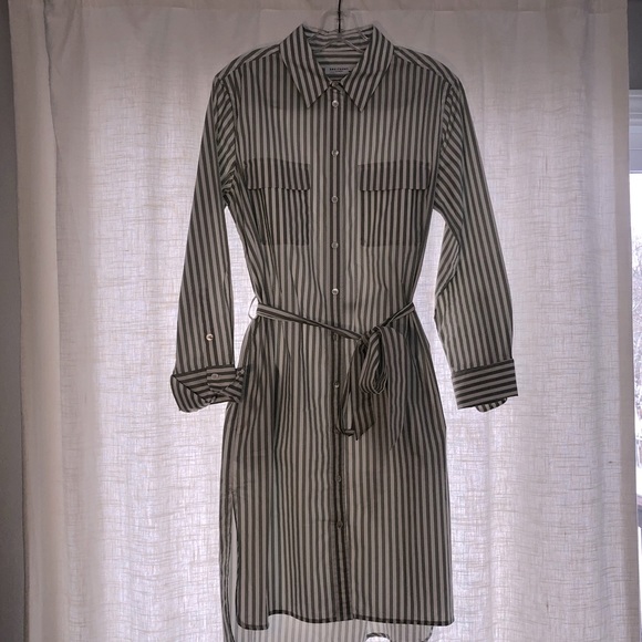 EUC Equipment Striped Belted Shirt Dress Size M - Picture 2 of 7